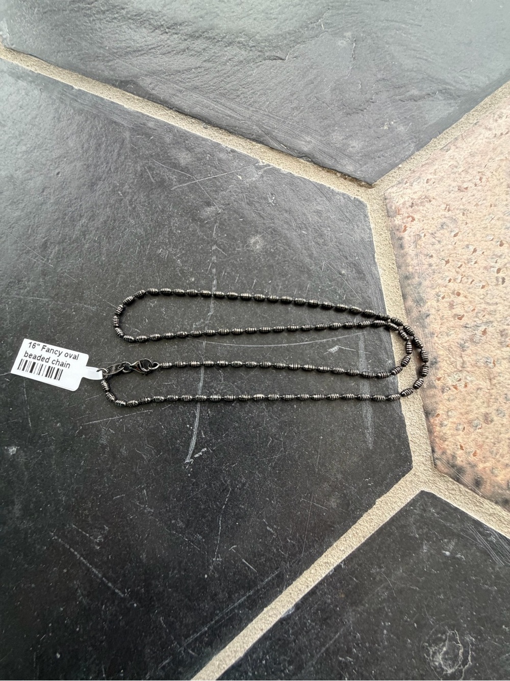 14kt. White Gold faceted Black rhodiumed Chain Necklace - 16"